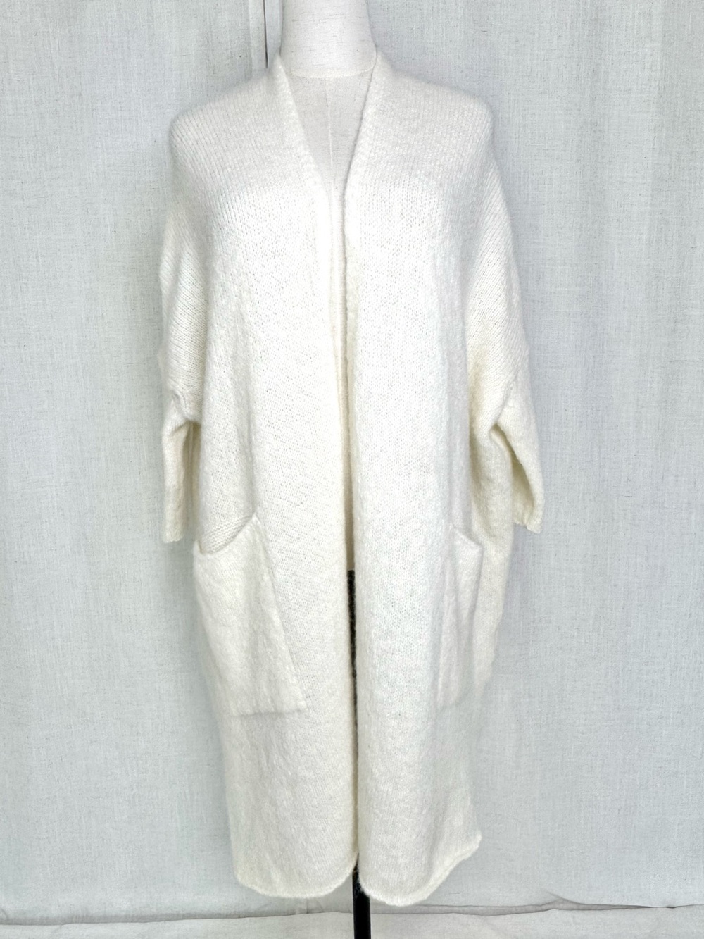 American Vintage Vacaville Mohair Wool Cardigan Duster Ivory Oversized OS
